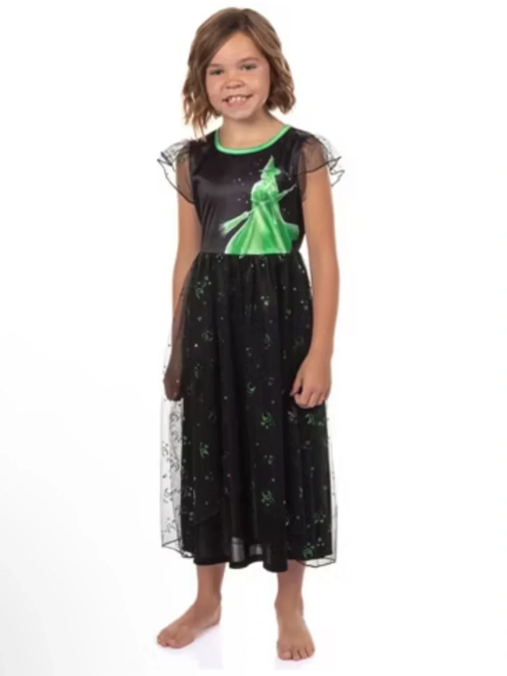 Wicked Pajama Elphaba Girl's Short-Sleeve Wicked Witch of the West Sparkle Night